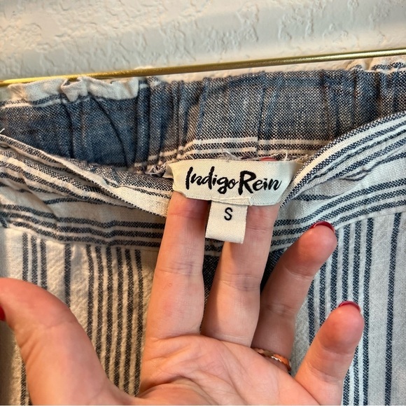 Women’s Indigo Rein blue striped linen blend pull on pants size small S - Picture 4 of 6